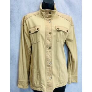 Lauren Ralph Lauren Womens Safari Cowl Neck Button Up Jacket Tan Size Large